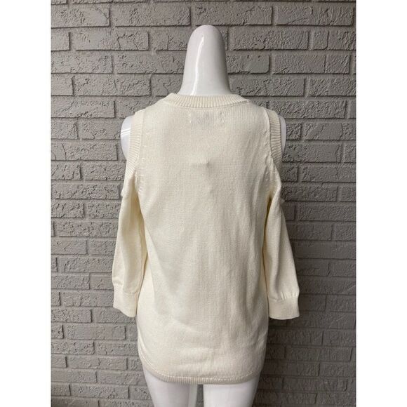 LOFT Ann Taylor Cream Cold Shoulder Sweater Size S NWT - Picture 8 of 11